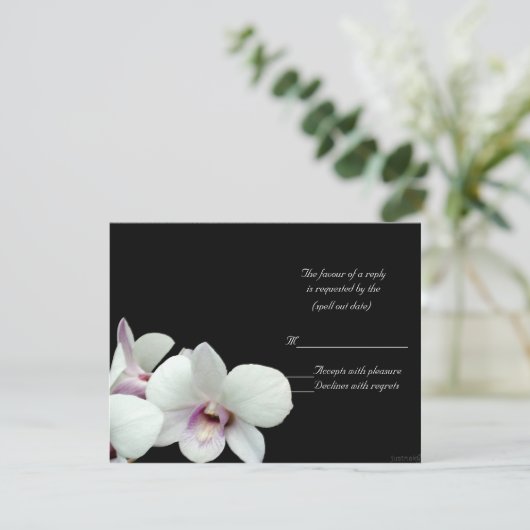 白い蘭のrsvp 出欠カード (スタンド正面)