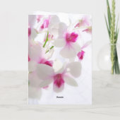 白い蘭を持つお母さんのためのロシアのなバースデー・カード カード (裏面)