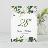 白い蘭ボヘミ結婚アンのテーブル番号 招待状 (スタンド正面)