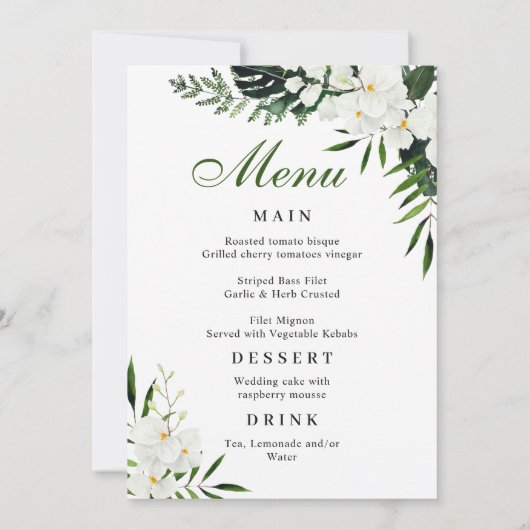 白い蘭ボヘミ結婚アンのテーブル番号 招待状 (裏面)