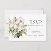 白い蘭メニュー選択肢RSVP応答カード 出欠カード (正面)
