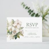 白い蘭メニュー選択肢RSVP応答カード 出欠カード (スタンド正面)