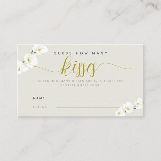 白い蘭モダンのシックどのように多くのキスゲーム プレイスカード (正面)