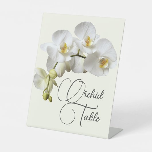 白い蘭結婚のテーブル名または番号 台座サイン (正面)