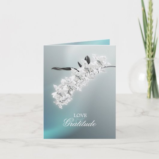 白い蘭-写真のメッセージカードありがとう サンキューカード (正面)