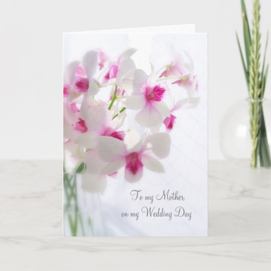 白い蘭 感謝の気持ちを込めて母へ 私の結婚式のために サンキューカード (正面)