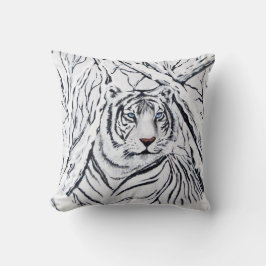 白い虎のブレンド クッション