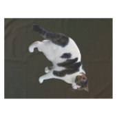 白い虎猫と濃いパッチ テーブルクロス (正面(横))
