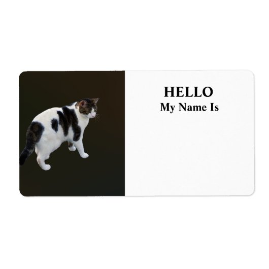 白い虎猫と濃いパッチ ラベル (正面)