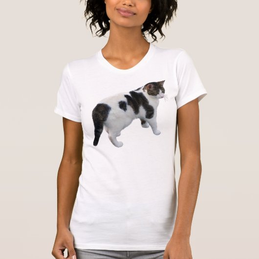 白い虎猫と濃いパッチ Tシャツ (正面)