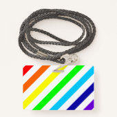 白い虹のストライプ名/代名詞バッジ バッジ (裏面ランヤード)