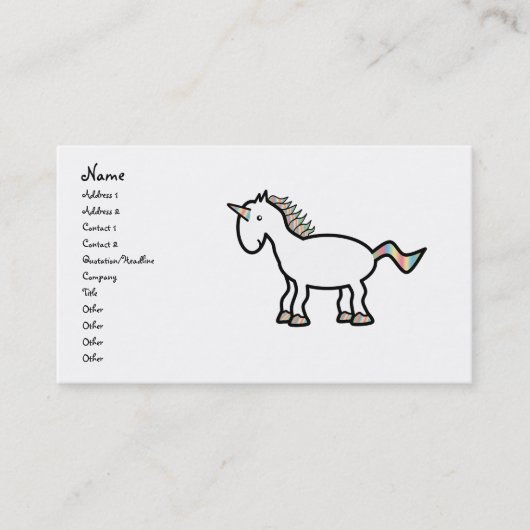 白い虹のユニコーン 名刺 (正面)