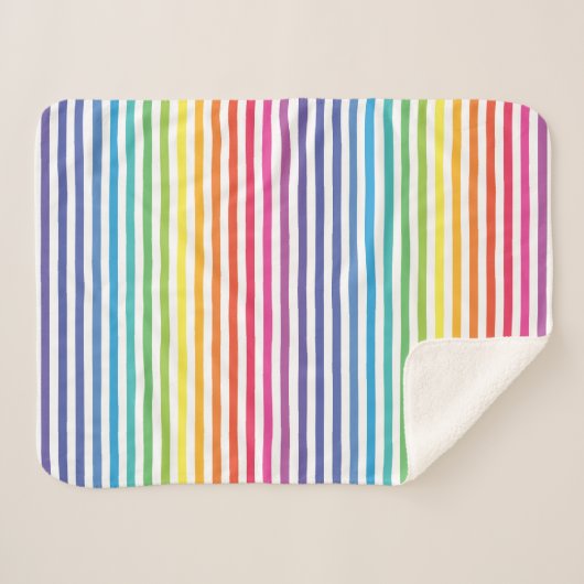 白い虹の水平ストライプ シェルパブランケット (正面(横))