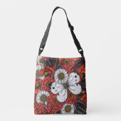 白い蝶とバラ クロスボディバッグ (裏面)