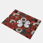 白い蝶とバラ ドアマット (アングル)