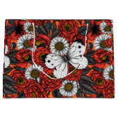 白い蝶とバラ ラージペーパーバッグ (正面)