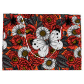 白い蝶とバラ ラージペーパーバッグ (裏面)