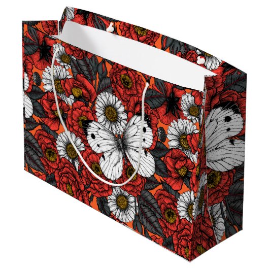 白い蝶とバラ ラージペーパーバッグ (裏面アングル)