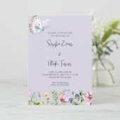 白い蝶と野の花ペリウィンク結婚ル 招待状 (スタンド正面)
