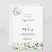 白い蝶と野の花ホワイトズ結婚ーズ 招待状 (正面)