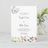 白い蝶と野の花ホワイトズ結婚ーズ 招待状 (スタンド正面)