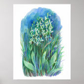 白い蝶の蘭の春の花絵を描の ポスター (正面)