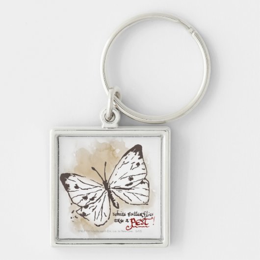 白い蝶は害虫である キーホルダー (正面)