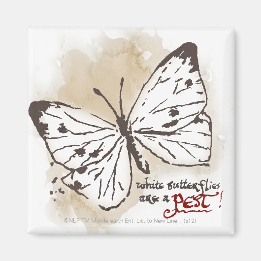 白い蝶は害虫である マグネット (正面)