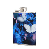 白い蝶ブルーフラワーバタフライ フラスク (左)