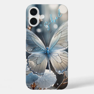 白い蝶モノグラムののケース – Mate iPhoneケース iPhone 16 Plusケース