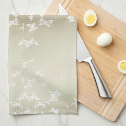 白い蝶 キッチンタオル (四つ折り)