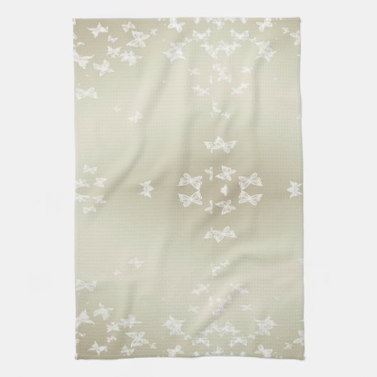 白い蝶 キッチンタオル (縦)