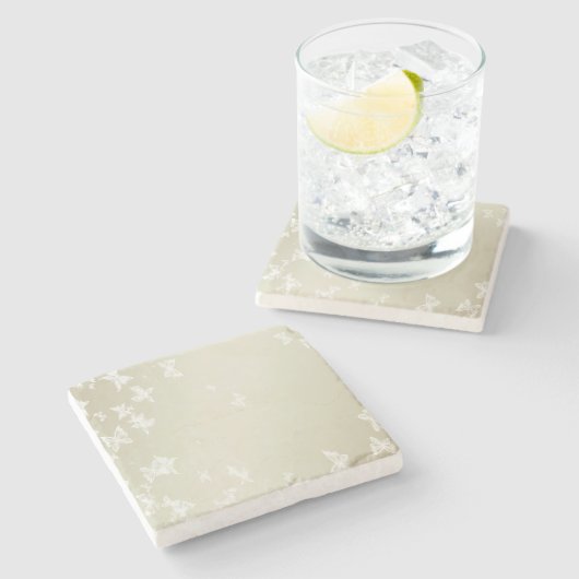 白い蝶 ストーンコースター (横)