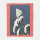 白い蝶 フリースブランケット (正面)