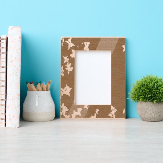 白い蝶 レーザー彫刻フレーム (正面)