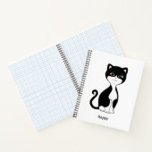白い螺旋綴じノートに描かれたかわいいタキシード猫 ノートブック (内部)