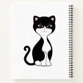 白い螺旋綴じノートに描かれたかわいいタキシード猫 ノートブック (裏面)