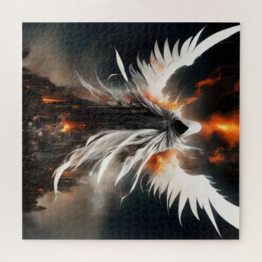 白い血天使の女性が破壊者の上にそびえる ジグソーパズル (横)