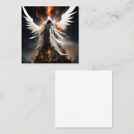 白い血天使の女性が破壊者の上にそびえる スクエア名刺 (正面/裏面)