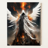 白い血天使の女性が破壊者の上にそびえる プランナー手帳 (裏面)