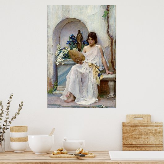 白い衣装のフローラ、ジョン・ウィリアム・ウォーターハウス ポスター (キッチン)