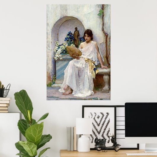 白い衣装のフローラ、ジョン・ウィリアム・ウォーターハウス ポスター (ホームオフィス)