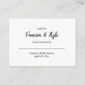 白い表示ブライダルシャワーの挿入物カード + ラベル エンクロージャーカード (裏面)