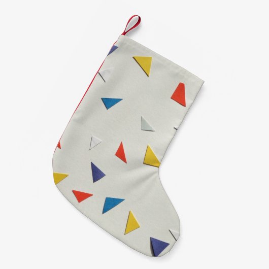 白い表面に色分けされた紙の破片 スモールクリスマスストッキング (正面 (吊り時))