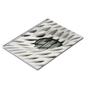 白い表面の楕円形の黒い着色ガラスパネル ノートブック (左側)