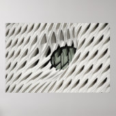 白い表面の楕円形の黒い着色ガラスパネル ポスター (正面)