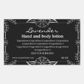 白い装飾枠の黒い背景ラベル 長方形シール (正面)