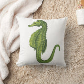 白い装飾用クッションのライムグリーンのタツノオトシゴ クッション (ブランケット)