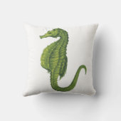 白い装飾用クッションのライムグリーンのタツノオトシゴ クッション (裏面)