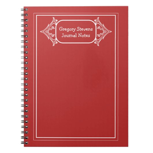 白い装飾額入り手帳 ノートブック (正面)